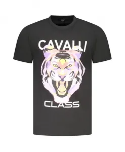 Черная хлопковая футболка с графическим принтом Cavalli Class, черный