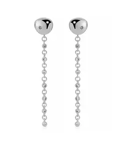 Серьги-Подвески из полированных кристаллов с линейным кристаллом Ettika, rhodium