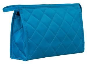 Женская косметичка из синтетического материала, стеганая на молнии, синяя No logo