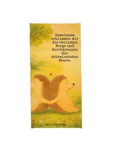 Mr. & Mrs. Panda Пляжное полотенце с изображением ежика, держащегося за лапки, и надписью пастельно-серого цвета