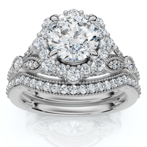 Комплект обручальных колец «Элоиза» с бриллиантами 1 1/2 карата, 14-каратное золото или платина Pompeii2, платиновый