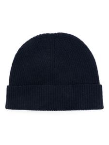 Шапка-бини из кашемира Sunspel в рубчик, синий