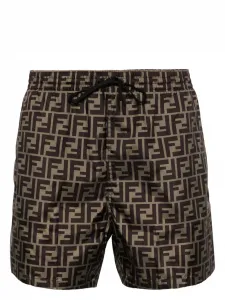 Плавательные шорты с логотипом FF FENDI, коричневый