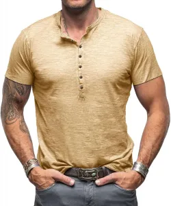 Мужская футболка хенли с коротким рукавом