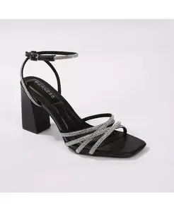 Хайли босоножки на каблуке с ремешками и стразами BERNESS, черный