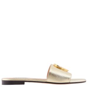 Балли Эмблем-Плак Кожаные Шлепанцы Bally, золотой