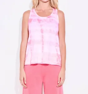 Майка с перекрестной спинкой и принтом тай-дай, бело-розовая Sundry
