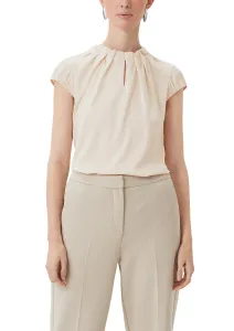 Атласная блузка Comma с рюшами, бежевый