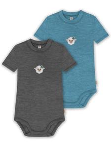 Normani Outdoor Sports Комплект из 2 детских боди с короткими рукавами из мериносовой шерсти сине-антрацитового цвета
