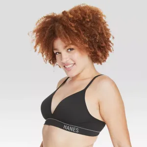 Женский ребристый бесшовный бюстгальтер Hanes Originals MHB004, цвет Black