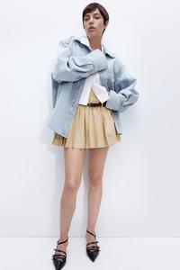 Короткая плиссированная юбка H&M, бежевый