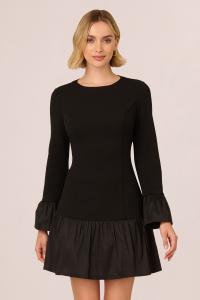 Платье миди из крепа и тафты Adrianna Papell, черный