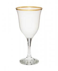 Набор из 6 стаканов для воды объемом 355 мл с ножкой и цветным ободком Classic Touch, белый