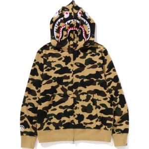 Bape 1st Camo Shark Full Zip Double Hoodie SS25 A BATHING APE, камуфляж