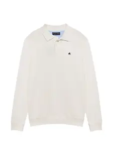 Трикотажное хлопковое поло в рубчик Brooks Brothers, бежевый