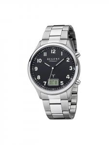 Радиоуправляемые аналогово-цифровые часы, серебристые, большие (примерно 40 мм), радиоуправляемые часы Regent