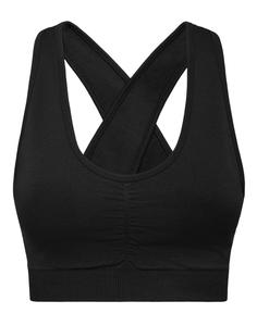 Бесшовный спортивный бюстгальтер с широкими бретелями и логотипом PLEIN SPORT, черный