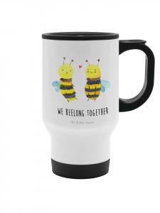 Mr. & Mrs. Panda Дорожная кружка с изображением пчел и надписью белого цвета