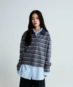 Поло в полоску разных расцветок, с длинными рукавами Jeanasis, цвет Other Grays(83)