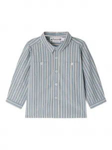 Полосатая рубашка на пуговицах Bonpoint, синий