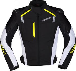Текстильная мотоциклетная куртка Modeka lineos, Black/White/Yellow