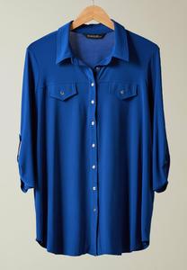 Блузка на пуговицах TAB SLEEVE Evans, синий