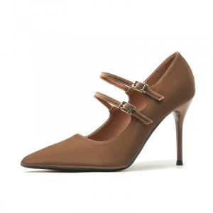 Dunnu Коричневые женские туфли на тонком каблуке 9 см, цвет Brown