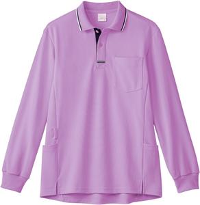 Поло с длинными рукавами PROFeeling (унисекс) с боковыми карманами, прочное, непрозрачное, влагоотводящее, быстросохнущее, простого и свободного кроя для ухода за больными (PK347), лавандовый