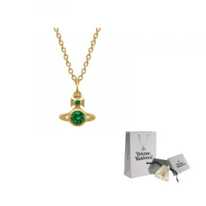 Vivienne Westwood Латунное ожерелье Saturn с украшением из страз, женское, gold