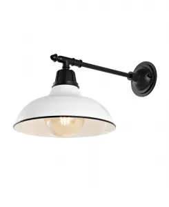 Настенный светильник Wallace 31 см с одним плафоном в стиле фермерского дома и индастриал, для использования внутри и снаружи помещений, с железным светодиодным кронштейном в викторианском стиле Jonathan Y, белый