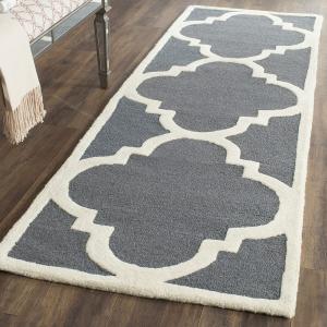 Ковер-дорожка handmade moroccan trellis из премиальной шерсти safavieh cambridge collection dark grey/ivory cam140x, 77 x 244 см
