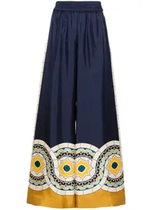 Шелковые брюки палаццо с завышенной талией La DoubleJ, синий