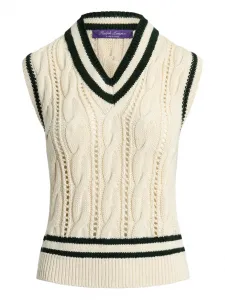 Жилет фактурной вязки с V-образным вырезом Ralph Lauren Collection, нейтральный