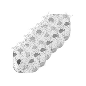 ABAKUHAUS Абстрактные подушки на стул для столовой, зонтики в оттенках серого, декоративная водонепроницаемая подушка с ремнями для кухонных сидений, 40 см x 40 см — упаковка из 6 шт., серый светло-серый белый