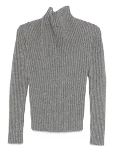 Свитер с воротником-водолазкой в рубчик Victoria Beckham, серый