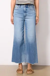 Пистола Лена джинсы с необработанным краем широкие укороченные PISTOLA, синий