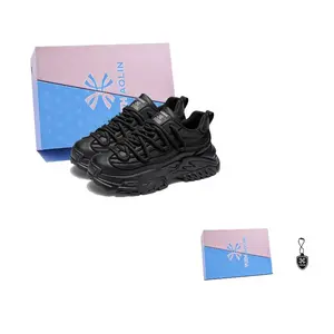 YUZHAOLIN Мужские противоскользящие и износостойкие низкие массивные кроссовки на платформе черные, цвет Black