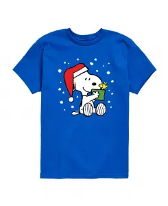 Футболка с принтом "Snoopy Present" для мальчиков старшего возраста Peanuts, синий