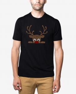 Мужская футболка премиум-класса с изображением выглядывающего оленя и надписью LA Pop Art, Black