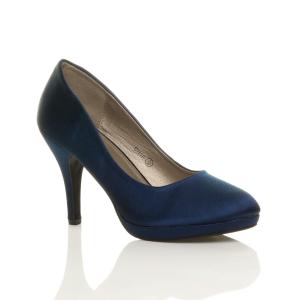 Атласные туфли-лодочки на высоком каблуке AJVANI, синий