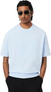 Мужская толстовка с коротким рукавом LACOSTE с однотонной строчкой, светло-синий