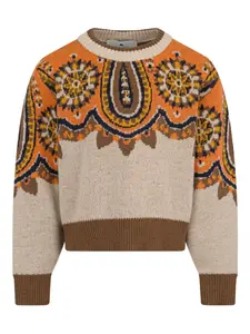 Шерстяной свитер с узором пейсли ETRO KIDS, нейтральный