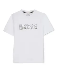 Детская хлопковая футболка BOSS Kidswear, белый
