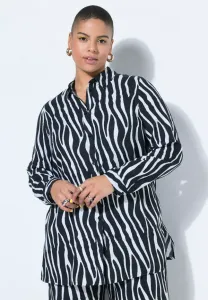 Свободная блузка прямого кроя с зебровым принтом и пуговицами. Studio Untold, Black