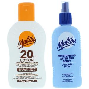 Водостойкий лосьон Malibu SPF20 200 мл + Лосьон-спрей после загара 200 мл