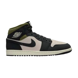 Кроссовки Air Jordan 1 Mid, Off Noir Medium Olive