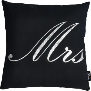 Декоративная подушка Stone Mrs с надписью Mrs, наволочка с наполнителем, 1 штука Done., Silberfarben + bedruckt