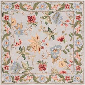 Ковер SAFAVIEH, 214 x 214 см, Chelsea Collection, Grey, ручной работы, французский кантри из шерсти, цветочный дизайн, идеально для гостиной, спальни, столовой (HK311F-7SQ)