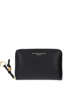 Зернистый кошелек на молнии с подвеской GIANNI CHIARINI, черный
