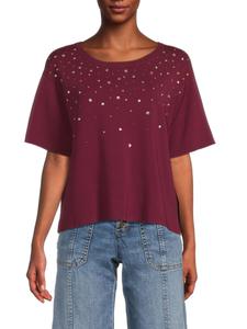 Вязаный топ, украшенный стразами и заклепками Karl Lagerfeld Paris, бордовый